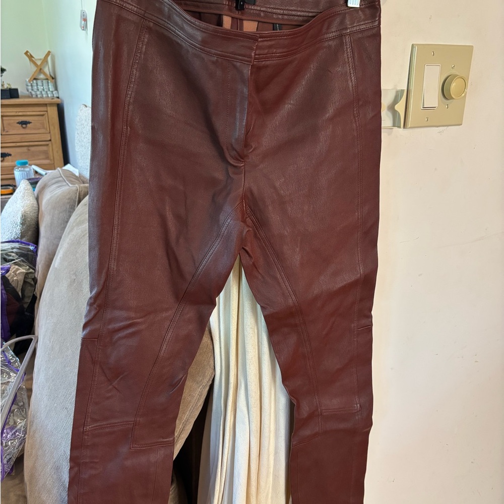 Theory Chocolate Leather trousers